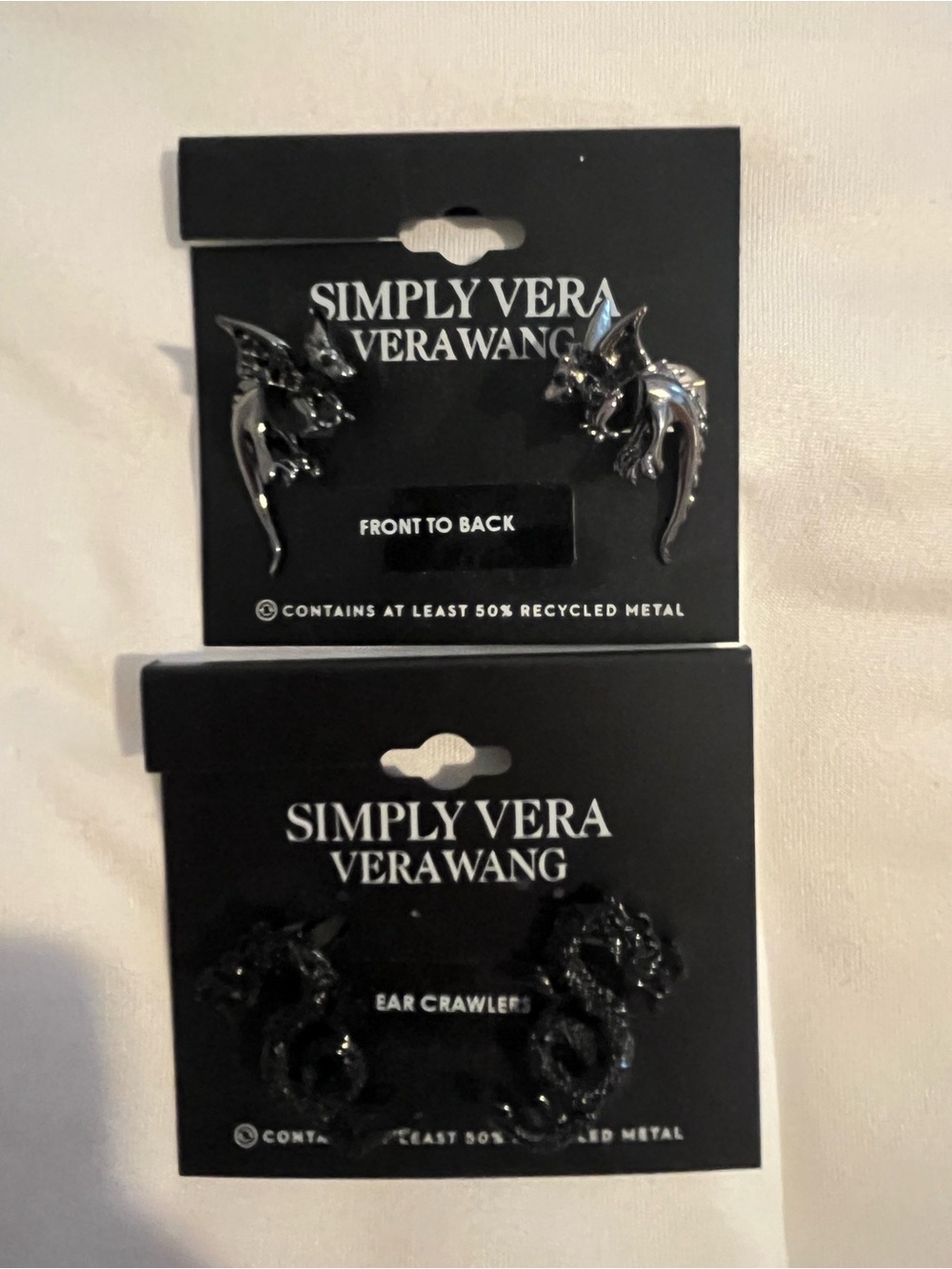 Simply Vera Vera Wang 2pk Dragon Ear Crawlers in Black and Gunmetal